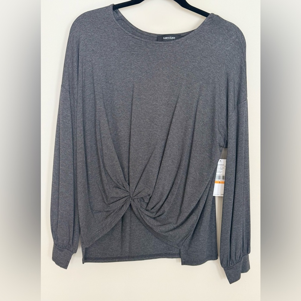 NWT Karen Kane Women’s Grey Twist Front Top - Size Small